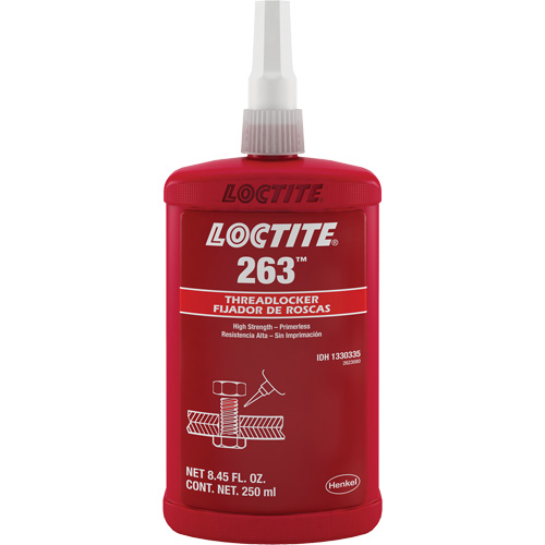 Threadlocker 263 Rapid Cure, Red, High, 250 ml, Bottle Nassau Supply