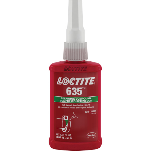 Loctite&reg; 635 Retaining Compound, 50 ml, Bottle, Green Nassau Supply