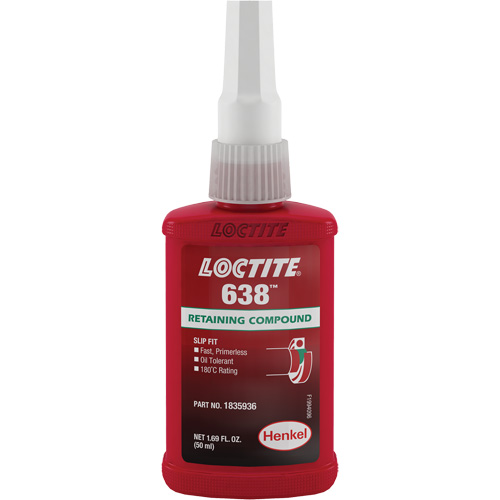 Loctite&reg; 638 Retaining Compound, 50 ml, Bottle, Green Nassau Supply