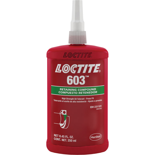 Loctite&reg; 603 Retaining Compound, 250 ml, Bottle, Green Nassau Supply