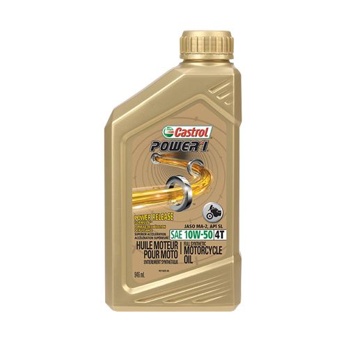 Huile pour moteur de moto 10W50 POWER 1, 946 ml, Bouteille Nassau Supply
