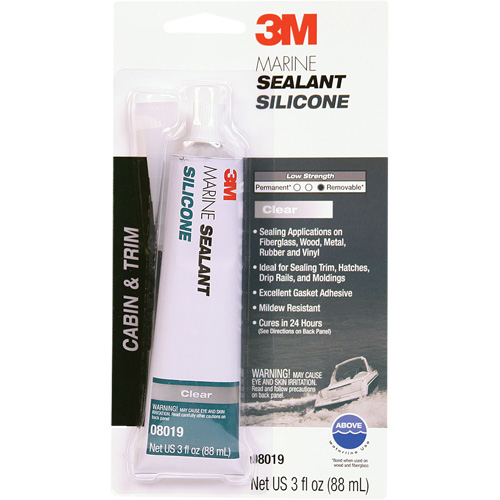 Marine Grade Silicone Sealant, 3 oz., Tube, Clear Nassau Supply