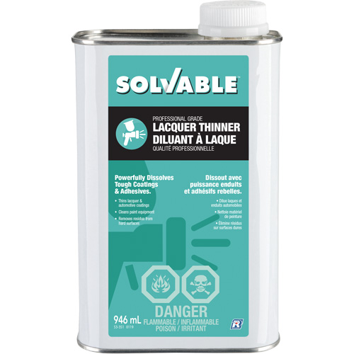 Professional Grade Lacquer Thinner, Rectangular Can, 946 ml Nassau Supply