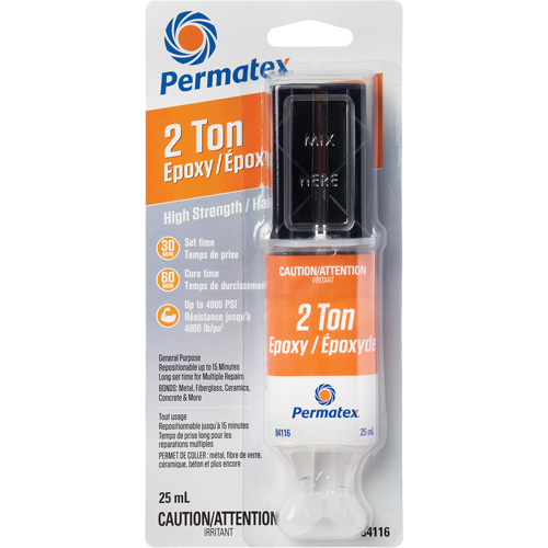 Colle &eacute;poxyde avec capacit&eacute; de 2 tonnes, 25 ml, Seringue, Deux composants, Transparent Nassau Supply