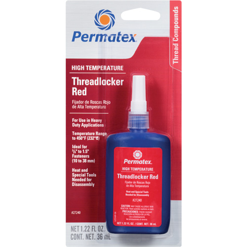 Adh&eacute;sif frein-filet pour temp&eacute;ratures &eacute;lev&eacute;es, Rouge, &eacute;lev&eacute;, 36 ml, Bouteille Nassau Supply