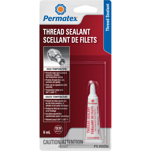 High Temperature Thread Sealant, Tube, 6 ml, -54° C - 204° C/-65° F - 400° F Nassau Supply