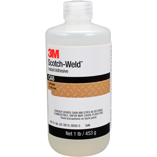 Adh&eacute;sif instantan&eacute; CA8 Scotch-Weld, Transparent, Bouteille, 1 lb Nassau Supply