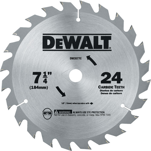 Carbide Circular Saw Blade, 7-1/4", 24 Teeth Nassau Supply