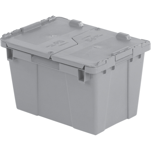 Flipak&reg; Polyethylene Plastic (PE) Distribution Containers, 15.2" x 10.9" x 9.7", Grey Nassau Supply