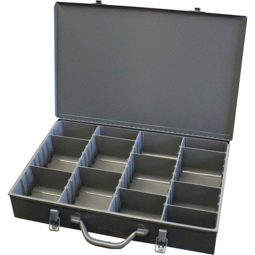 Boîtes &agrave; compartiments ajustables, Acier, Variable compartiments, 18" la x 12" p, 3" h, Gris Nassau Supply