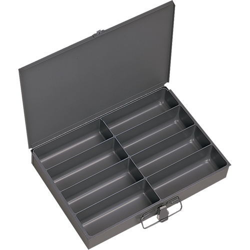 Compartment Scoop Boxes, Steel, 8 Slots, 13-3/8" W x 9-1/4" D x 2" H, Grey Nassau Supply
