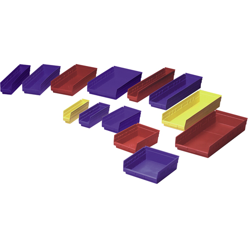 Bacs de rangement pour tablettes, 11-1/8" la x 4" H x 17-7/8" p, Jaune, Capacit&eacute; 40 lb Nassau Supply
