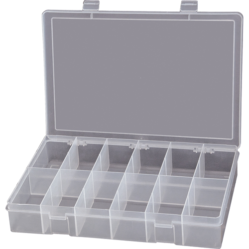 Compact Polypropylene Compartment Cases, 13-1/8" W x 9" D x 2-5/16" H, 12 Compartments Nassau Supply