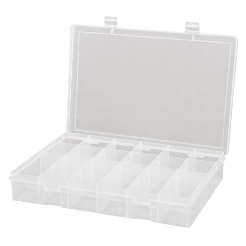 Compact Polypropylene Compartment Cases, 13-1/8" W x 9" D x 2-5/16" H, 18 Compartments Nassau Supply