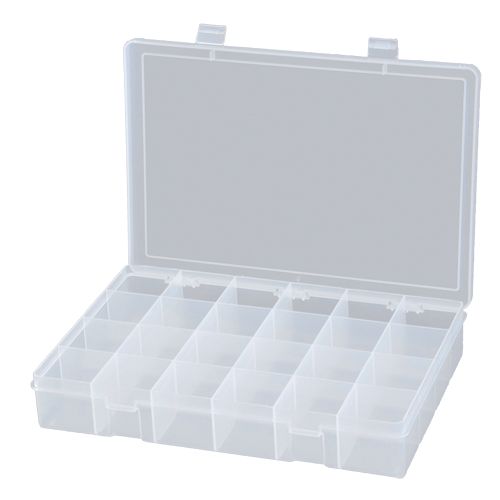 Compact Polypropylene Compartment Cases, 13-1/8" W x 9" D x 2-5/16" H, 24 Compartments Nassau Supply