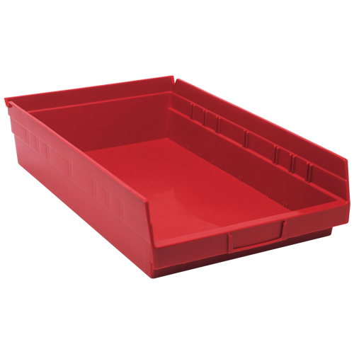 Bacs de rangement pour tablettes, 11-1/8" la x 4" H x 17-7/8" p, Rouge, Capacit&eacute; 40 lb Nassau Supply