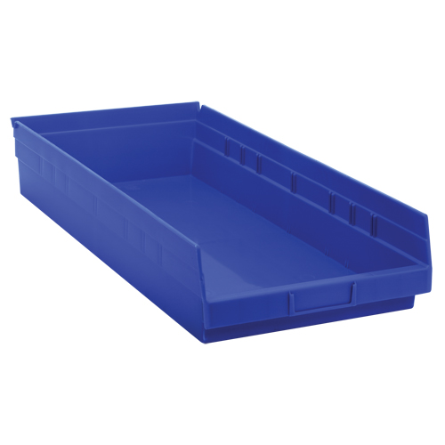 Bacs de rangement pour tablettes, 11-1/8" la x 4" H x 23-5/8" p, Bleu, Capacit&eacute; 50 lb Nassau Supply