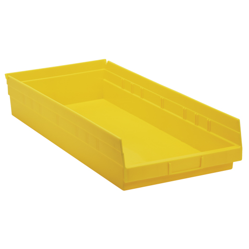 Shelf Bins, 11-1/8" W x 4" H x 23-5/8" D, Yellow, 50 lbs. Capacity Nassau Supply