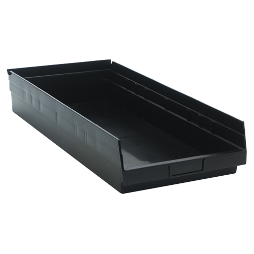 Bac pour &eacute;tag&egrave;re &eacute;conomique, 11-1/8" la x 4" H x 23-5/8" p, Noir, Capacit&eacute; 60 lb Nassau Supply