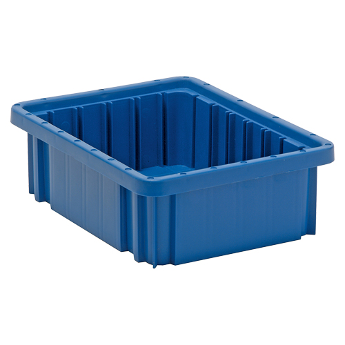 Contenants Divider Box, Plastique, 10,9" la x 8,3" p x 3,5" h, Bleu Nassau Supply