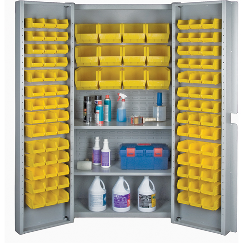 Deep Door Combination Bin Cabinets, 38" W x 24" D x 72" H, Grey Nassau Supply