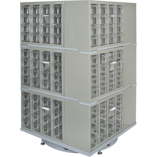 Heavy-Duty Industrial Carousel Drawer Cabinet, Steel, 192 Drawers, 27" W x 27" D x 48" H, Grey Nassau Supply