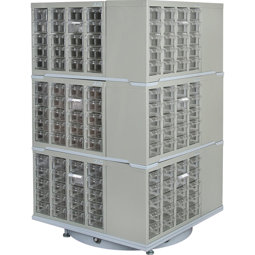 Heavy-Duty Industrial Carousel Drawer Cabinet, Steel, 240 Drawers, 27" W x 27" D x 48" H, Grey Nassau Supply