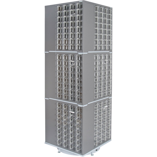 Heavy-Duty Industrial Carousel Drawer Cabinet, Steel, 384 Drawers, 27" W x 27" D x 80" H, Grey Nassau Supply