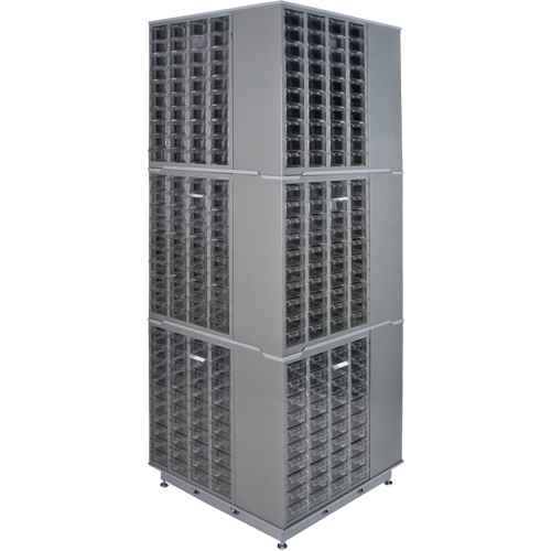 Heavy-Duty Industrial Carousel Drawer Cabinet, Steel, 480 Drawers, 27" W x 27" D x 80" H, Grey Nassau Supply