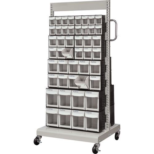 Mobile Tilt Bin Rack, Double-sided, 92 bins, 26-1/4" W x 22" D x 57-1/2" H Nassau Supply