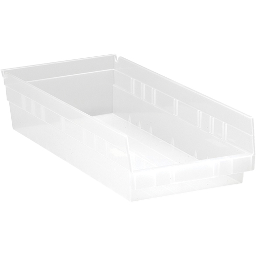 Bacs de rangement pour tablettes, 8-3/8" la x 4" H x 17-7/8" p, Transparent, Capacit&eacute; 40 lb Nassau Supply