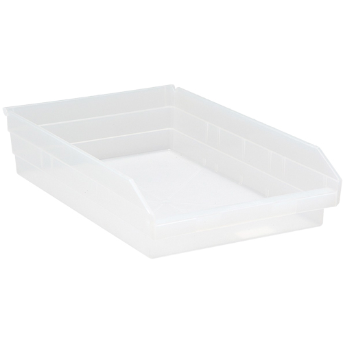 Bacs de rangement pour tablettes, 11-1/8" la x 4" H x 17-7/8" p, Transparent, Capacit&eacute; 40 lb Nassau Supply