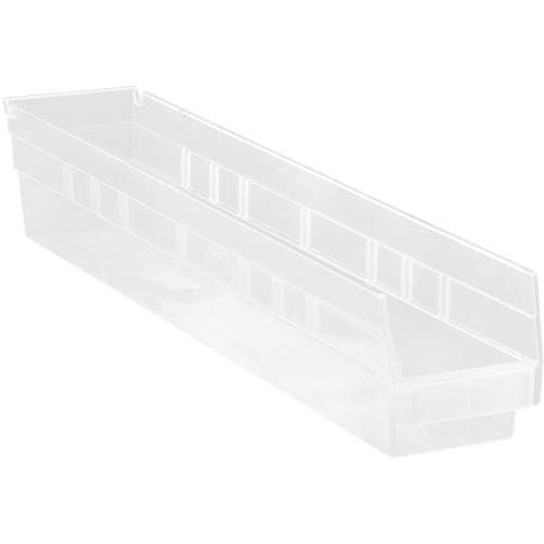 Bacs de rangement pour tablettes, 4-1/8" la x 4" H x 23-5/8" p, Transparent, Capacit&eacute; 50 lb Nassau Supply