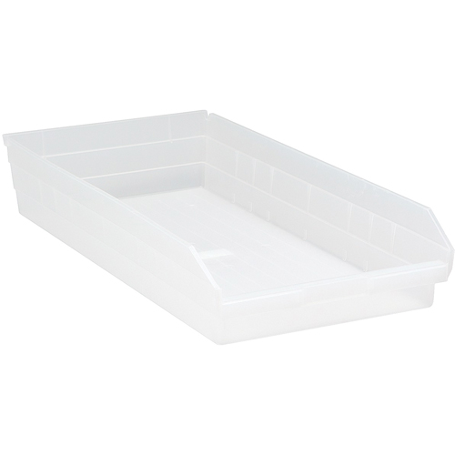 Bacs de rangement pour tablettes, 11-1/8" la x 4" H x 23-5/8" p, Transparent, Capacit&eacute; 50 lb Nassau Supply