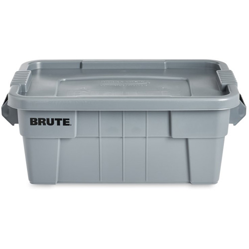 Brute Storage Tote with Lid, 27.88” D x 16.5” W x 10.7" H, 112 llbs. Capacity, Grey Nassau Supply
