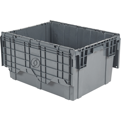 Flipak Polyethylene Plastic (PE) Distribution Containers, 27.9" x 20.9" x 15.2", Grey Nassau Supply