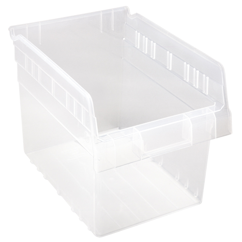 Store-Max Shelf Bins, 8-3/8" W x 8" H x 11-5/8" D, Clear, 44 lbs. Capacity Nassau Supply
