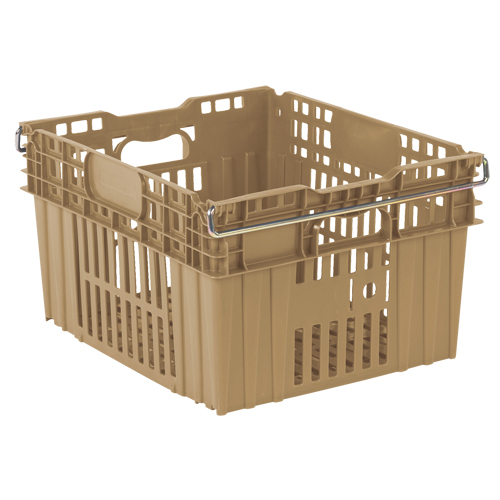 Agricultural Plastic Stack-N-Nest Container, 20" x 24" x 13.4", Beige Nassau Supply