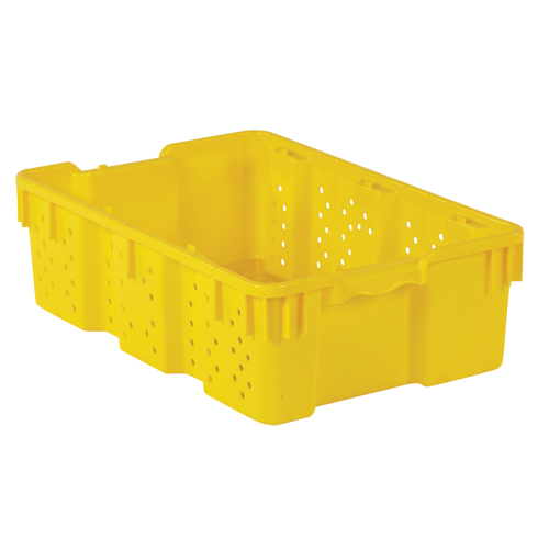 Contenant en plastique empilable Stack-N-Nest pour l'agriculture, 16" x 23,9" x 7,3", Jaune Nassau Supply