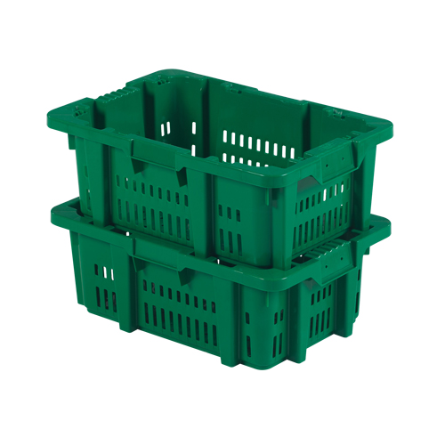 Contenant en plastique Stack-N-Nest pour la manutention des aliments, 16" x 23,9" x 8,8", Vert Nassau Supply