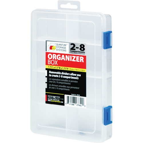 Boîte &agrave; compartiments en plastique, 5,5" la x 7,75" p x 1,75" h, 8 compartiments Nassau Supply