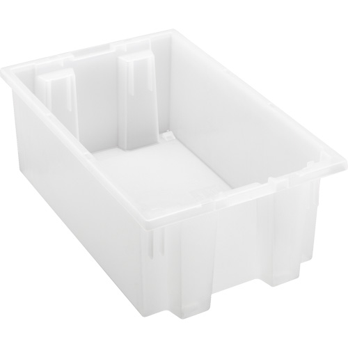Heavy-Duty Stack & Nest Tote, 6" x 11" x 18", Clear Nassau Supply