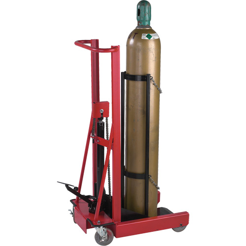 &eacute;l&eacute;vateur hydraulique pour cylindre, Roues Caoutchouc, Base de 12" la x 20" lo, 300 lb Nassau Supply