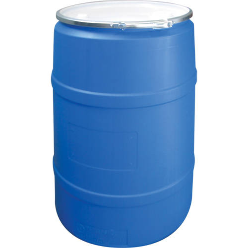 Barils en poly&eacute;thyl&egrave;ne, 55 gal. US (45 gal. imp.), Dessus ouvert, Bleu Nassau Supply