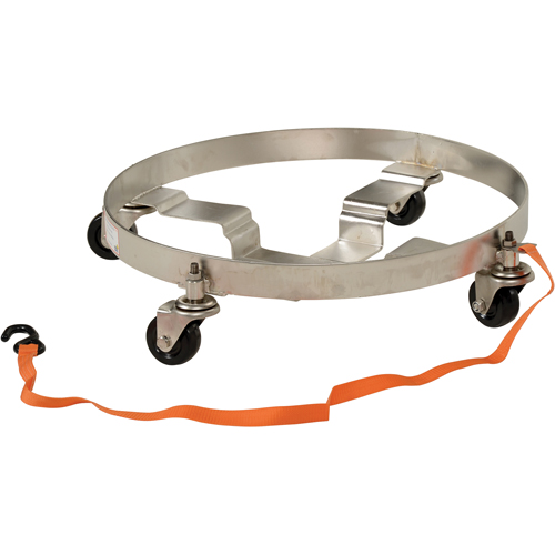 Multi-Tier Drum Dollies, Stainless Steel, 900 lbs. Capacity, 23-1/2" Diameter, Rubber Casters Nassau Supply
