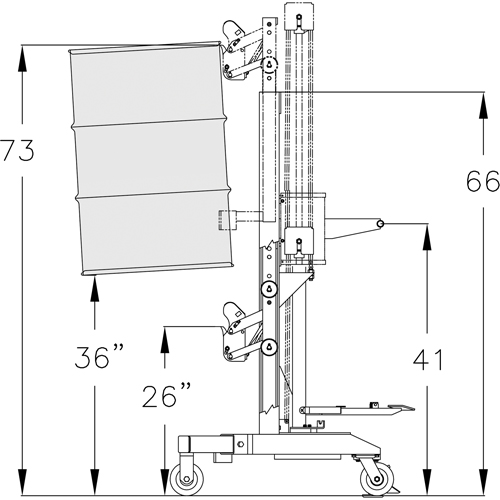 Manipulateur ergonomique de baril &agrave; port&eacute;e &eacute;lev&eacute;, DM-100-HR, 30 - 85 gal. US (25 - 70 gal. imp.) Nassau Supply