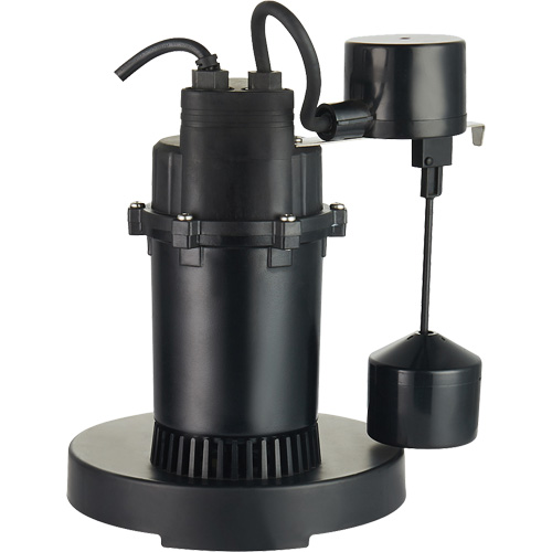Thermoplastic Submersible Sump Pump, 2560 GPH, 115 V, 4.6 A, 1/3 HP Nassau Supply