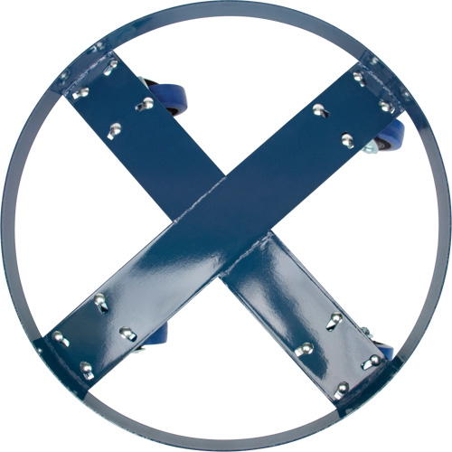 Drum Dolly, Steel, 1400 lbs. Capacity, 24" Diameter, Blue Elastic Casters Nassau Supply