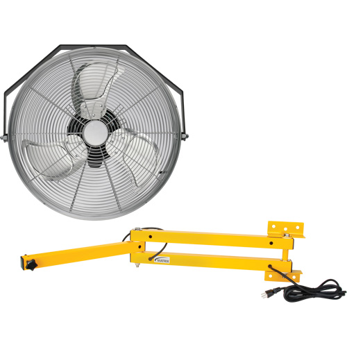 Industrial Workstation Fan Kit with Double Locking Arm, Industrial, 3 Speed, 18" Diameter Nassau Supply