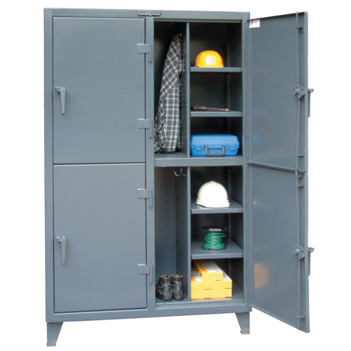 CASIER,50"LAX24"PX72"H,4PORTES, Acier, 8 Tablettes, 72" h x 50" la x 24" P, Gris Nassau Supply